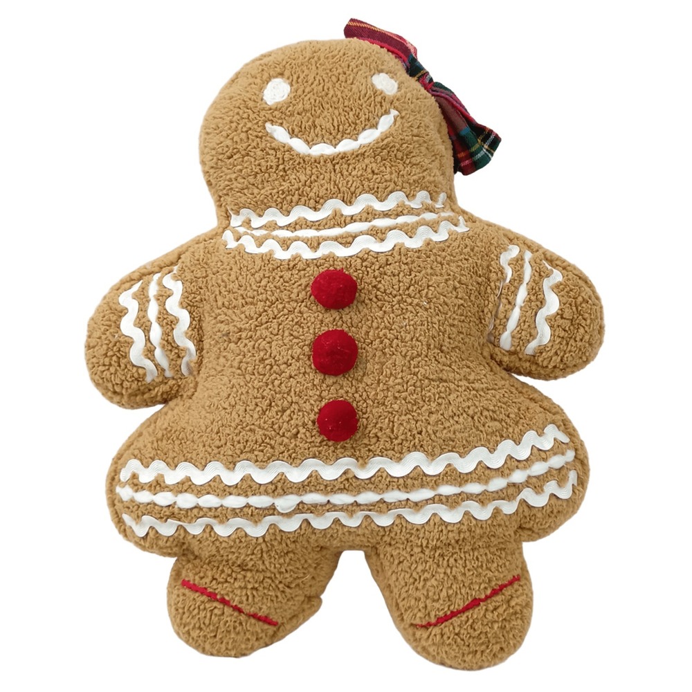 Glory Haus Gingerbread Girl Pillow Christmas Holiday Plush Decor Cute Sweet